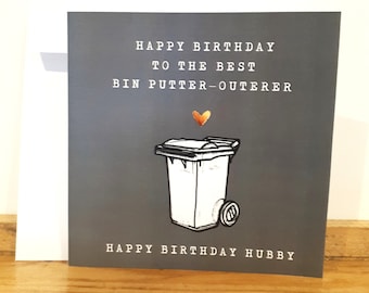 Carte d'anniversaire amusante pour mari - Revêtement extérieur de la poubelle, personnalisée avec son nom