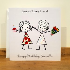 Best Friend Birthday Card / Bestie Birthday Card - Personalised with name - Handmade - Bloomin&#39; Lovely :)