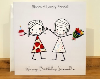 Personalised Best Friend Birthday Card and Candle Set | Custom Name Gift | Handmade Birthday Present UK