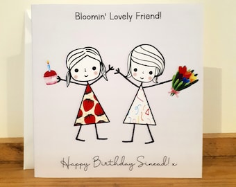 Best Friend Birthday Card / Bestie Birthday Card - Personalised with name - Handmade - Bloomin' Lovely :)