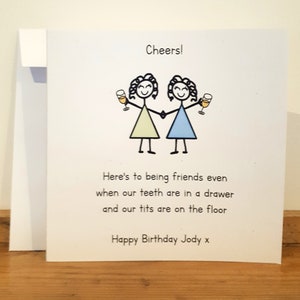 Best Friend Birthday Card / Bestie Birthday Card -Funny - Personalised with name - Handmade - Teeth :)