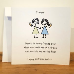 Funny Bestie Birthday Card - Handmade, Personalised with Name