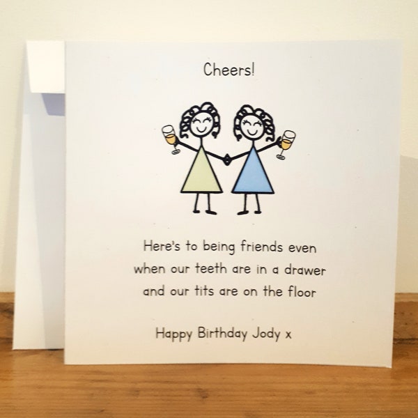 Funny Bestie Birthday Card - Handmade, Personalised with Name