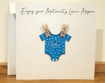 Maternity Leave Card - Handmade and personalised with name - Different colours