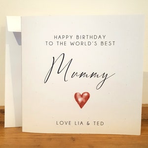 Mummy Birthday Card Personalised with name Handmade Best Mummy Card only