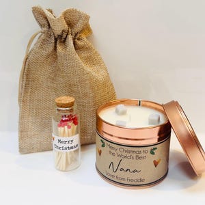 Personalised Christmas Candle Gift for Nana - Handmade Scented Candle Candle, Bottle & Bag