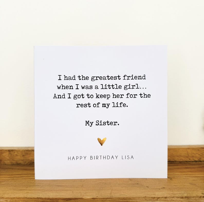 Personalised Sister Birthday Card – Handmade Poem Card afbeelding 5
