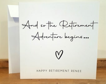 Retirement Card - Handmade and personalised with name