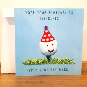 Golf Birthday Card - Dad birthday card / Friend birthday card - Handmade and personalised with name