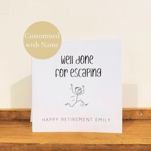 Personalised Retirement Card – Handmade Custom Name Card Card only