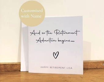 Personalised Retirement Card - Handmade Custom Card with Name, Retirement Card for Colleague, Boss, Friend or Family