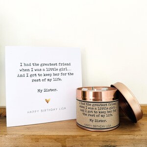 Personalised Sister Birthday Card – Handmade Poem Card Card+Scented Candle