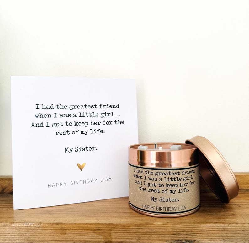 Personalised Sister Birthday Card – Handmade Poem Card Card+Scented Candle