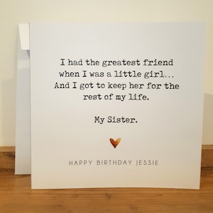 Sister Birthday Card / Best Sister - Personalised with Name - Handmade - Sister Poem