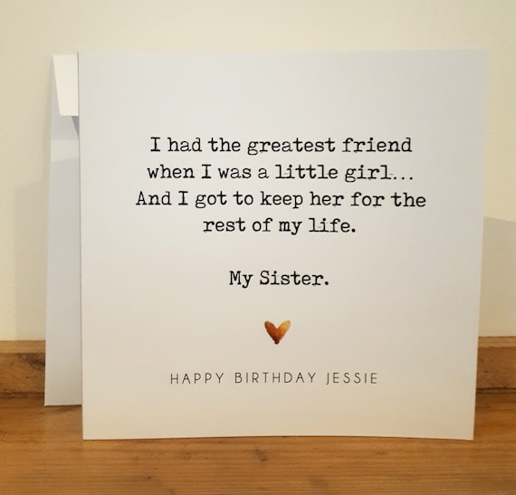 Personalised Sister Birthday Card – Handmade Poem Card