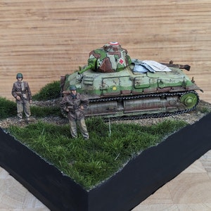 WW2 French Somua S35 diorama, model tank, 1/35 tank model, gift for him