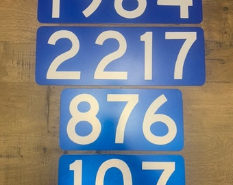 5” Blue Reflective Civic Number Sign - First responder preferred