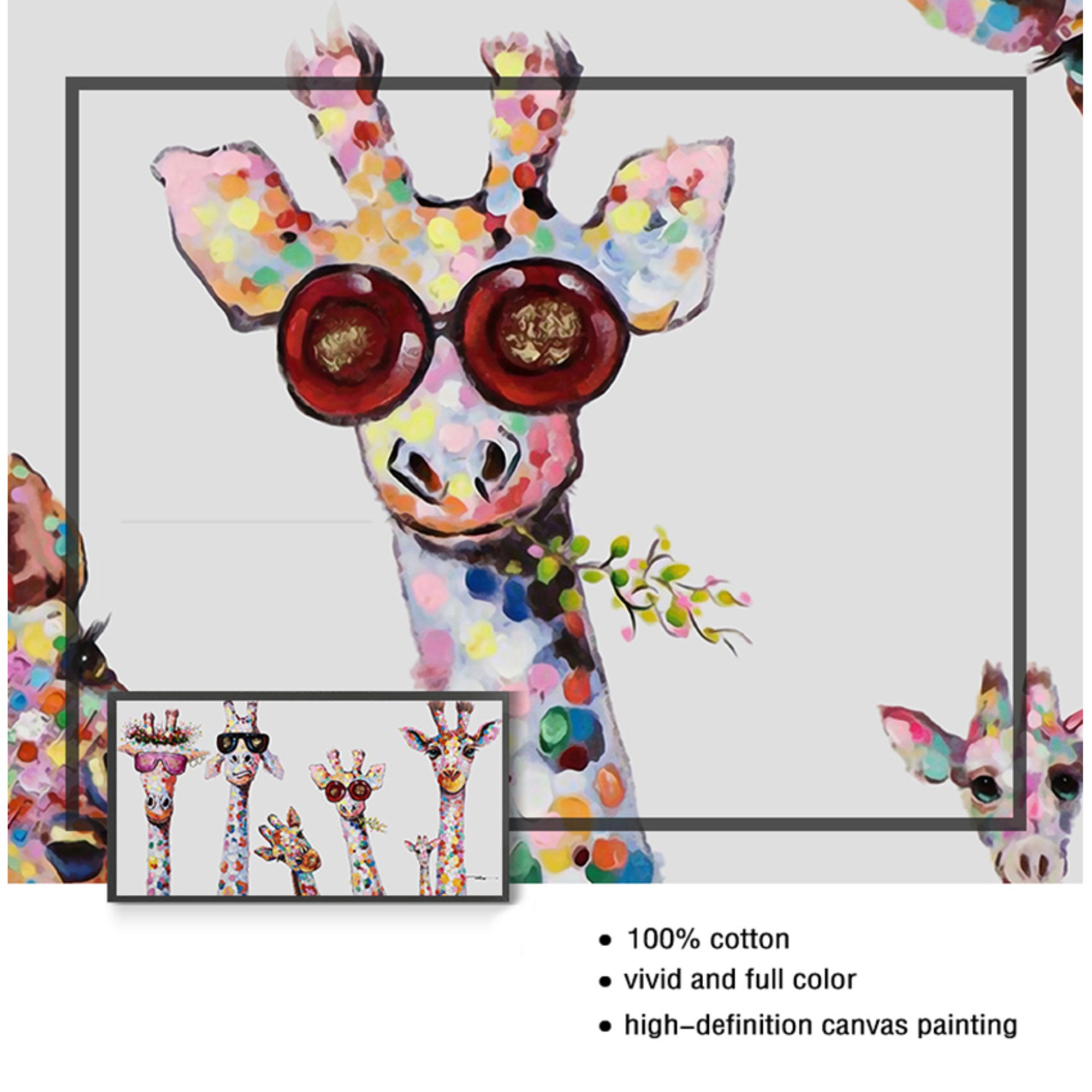 Funky Giraffe Canvas Home Decor Animals Wall Art Designs Funky Canvas