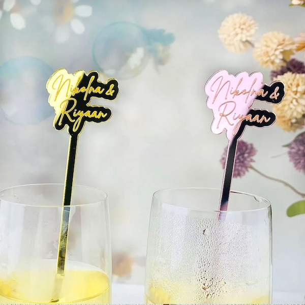 Custom Name Wedding Stirrer - Party Sticks  - Personalized Swizzle Sticks - Initial Drink Stirrers - Wedding Gift - Personalized Stirrer