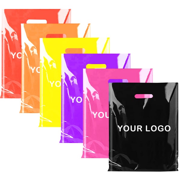 100-500 Pcs Your Logo Shopping Bags | Custom Logo Bags | Logo Shopping Bag With Handle | Custom Merchandise Bag | Personalized Shopping Bag