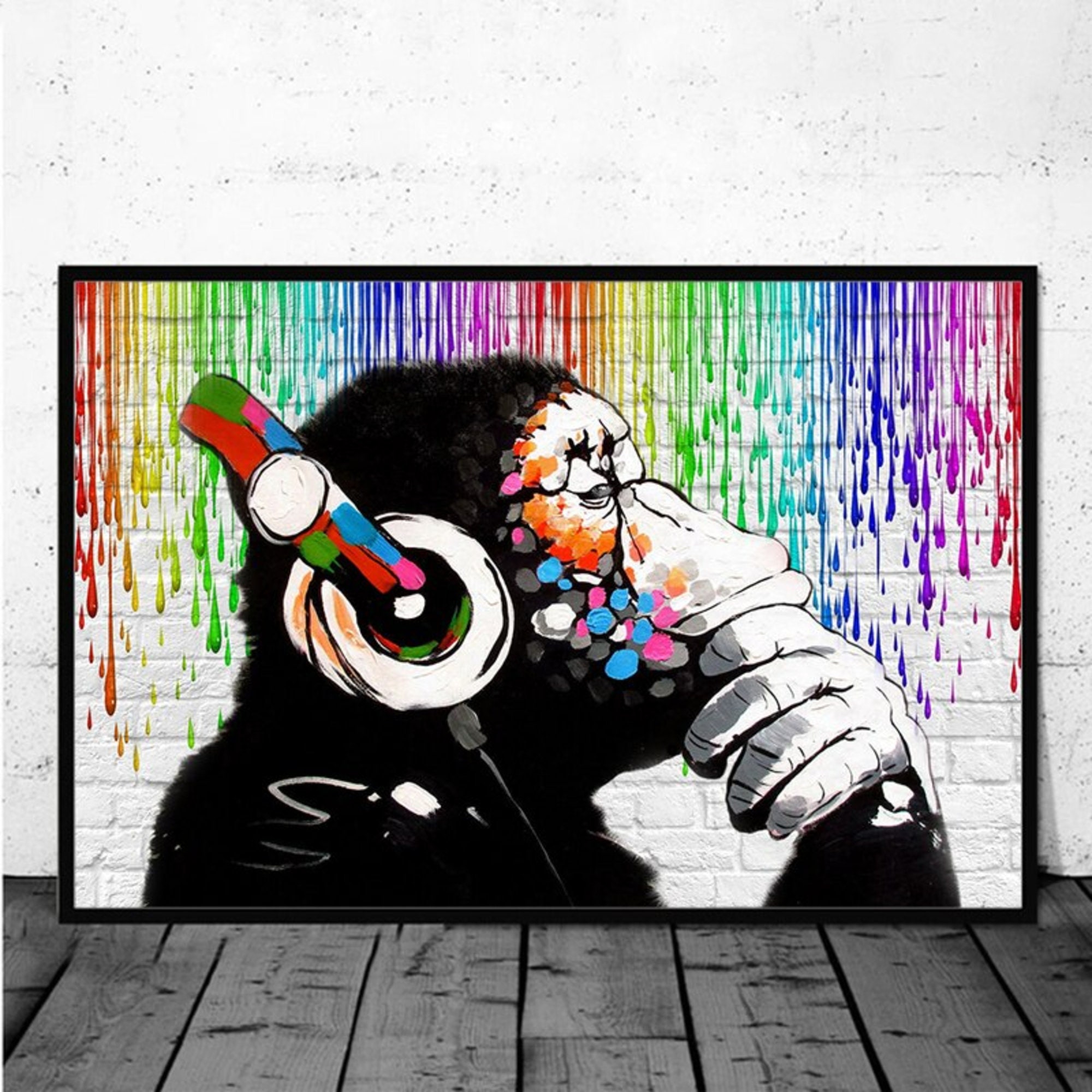 Banksy Gorilla In A Pink Mask Wall Art | Large Street Art Canvas Print | Canvas Art Bay - Foto 9
