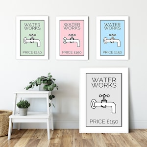 Waterworks Bathroom Canvas | Bathroom Decor & Prints | Black Bathroom | Funny Bathroom Canvas | Prints In UK | Frames Available Separately