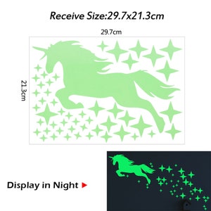 Glow in the Dark Wandsticker Leuchtsticker Glow Decals Glow In The Dark Stern/Mond/Einhorn Sticker Fluoreszierende Sticker Bild 6