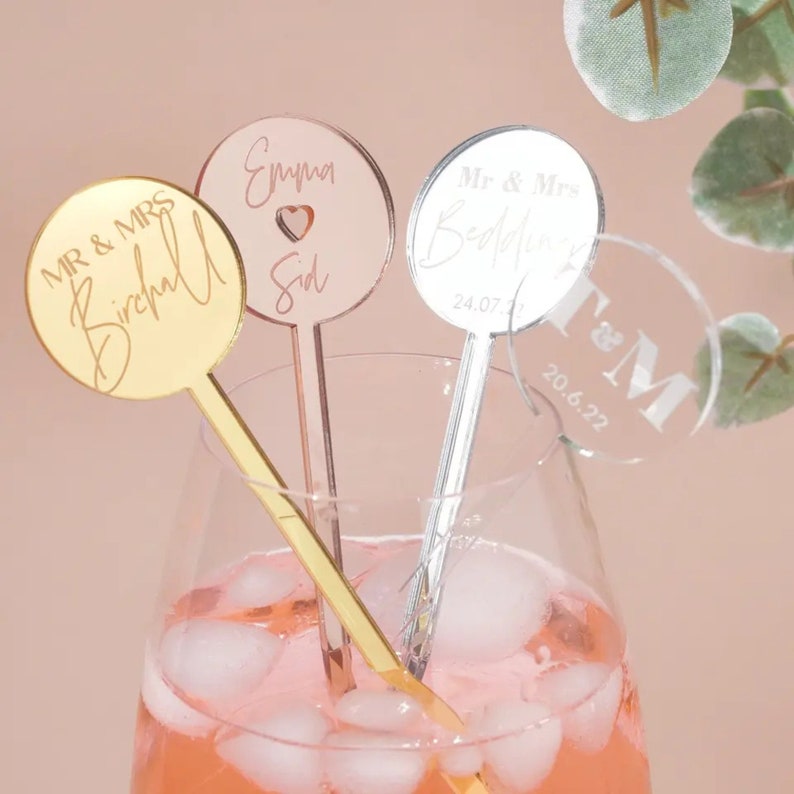 Wedding Drink Stirrers Custom Name Drink Stirrer Party Sticks Personalized Swizzle Sticks Initial Drink Stirrers Wedding Gift image 3