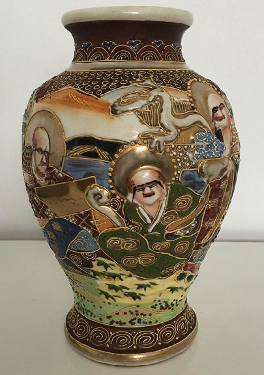 Kinkozan Tsukuru Satsuma High Relief Vase, 1900 1920 Etsy
