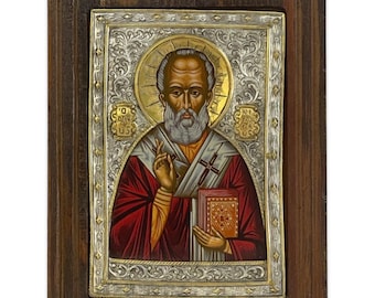 Saint Nicholas Silver Icon