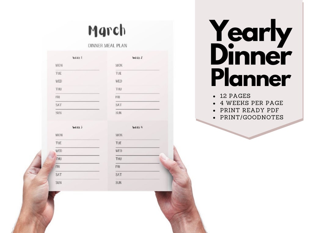 Yearly Dinner Menu Planner | Printable | Digital | Meal Planner - Etsy