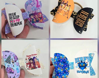 KPOP Bows. K-Pop Popstar Bows. Christmas, hair bows for girls.