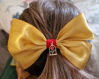 Beauty Princess Bow with Rose Charm. Single or Pair available. Medium Bows, Park Princess Bows - Delivered Duty Paid to USA.