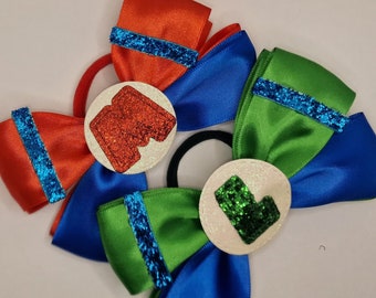 Mario and Luigi Inspired Double loop bows.