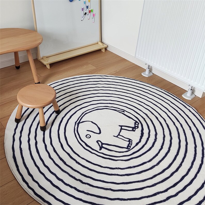 Cute Round Rug for Bedroom Round Rug Kids Elephant Rug Etsy