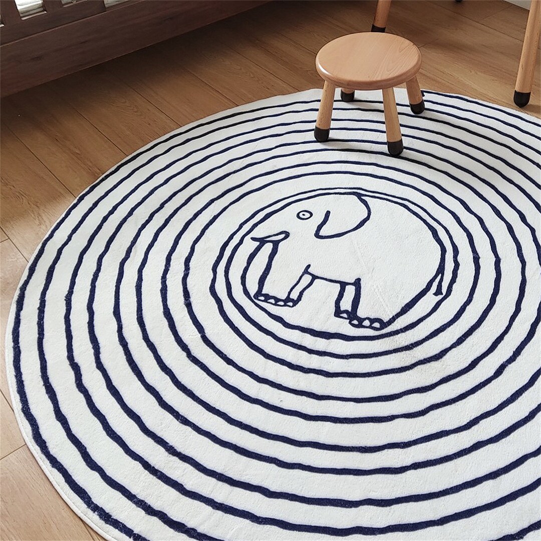 Cute Round Rug for Bedroom Round Rug Kids Elephant Rug Etsy