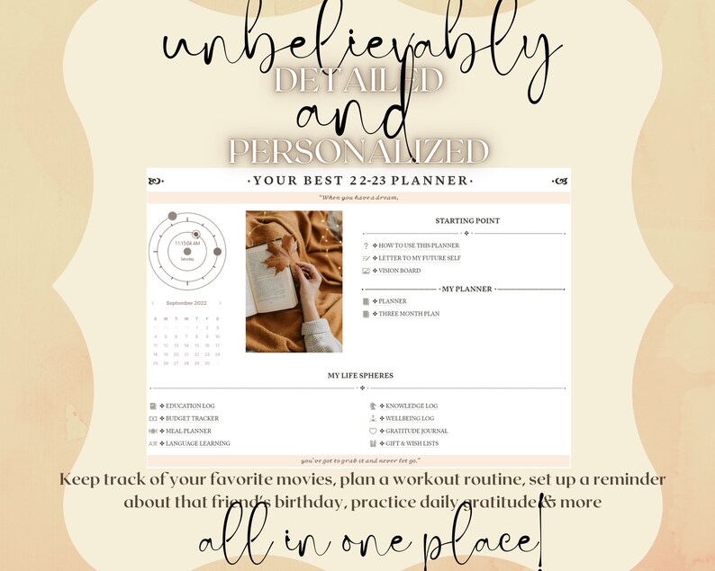 YOUR BEST 2023 PLANNER Notion Template Light Academia Notion Planner