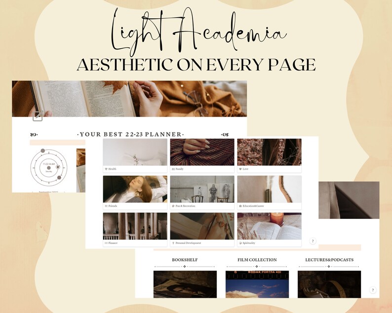 YOUR BEST 2023 PLANNER Notion Template Light Academia Notion Planner