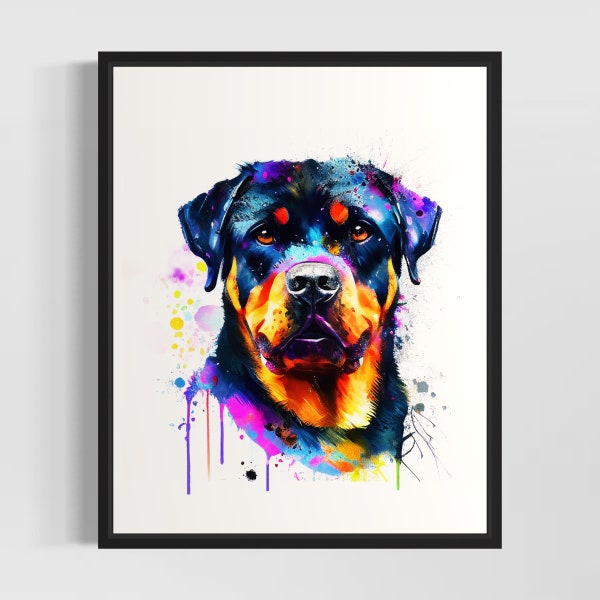 Rottweiler Aquarelle Art Print par l’artiste - Peinture de chien en édition limitée signée à la main