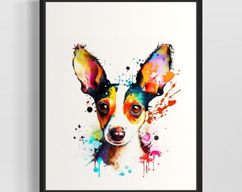 Toy Fox Terrier Watercolor Art Print by Artist - Hand Signed Limited Edition Dog Painting