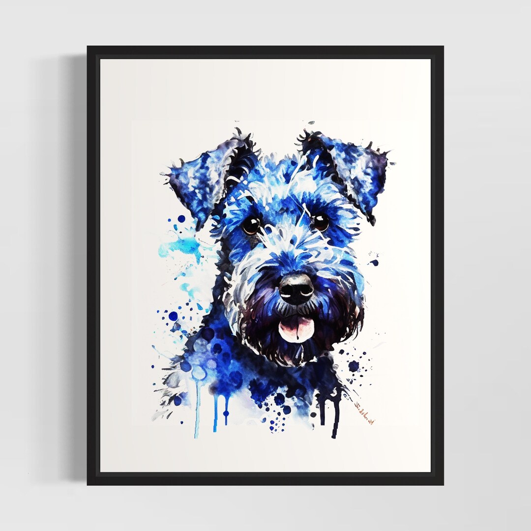 Kerry Blue Terriers Watercolor Art Print by Artist Hand Signed Limited