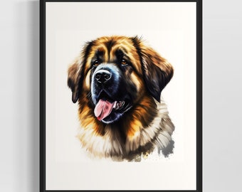 Leonbergers Watercolor Art Print by Artist - Hand Signed Limited Edition Dog Painting