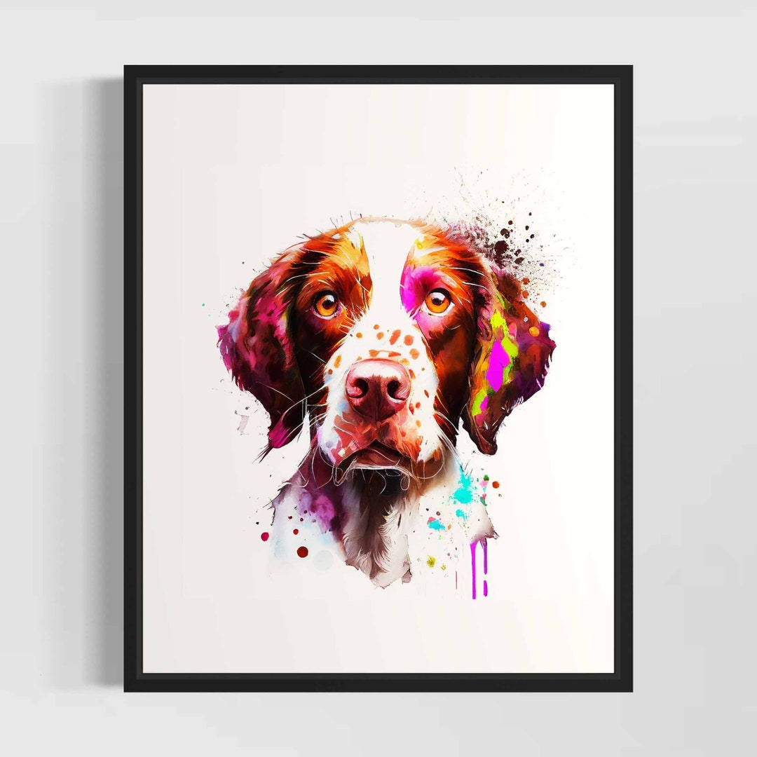 Brittany Dog Watercolor Art Print by Artist Hand Signed Limited Edition