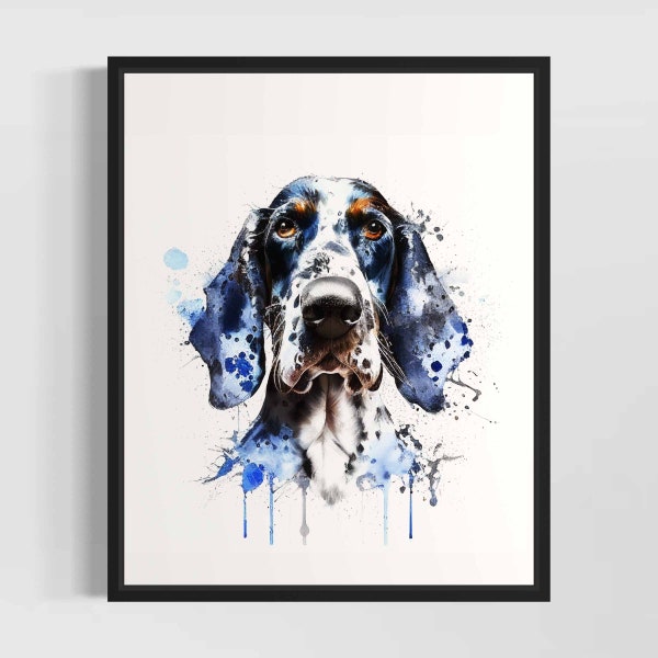 Bluetick Coonhound Watercolor Art Print by Artist - Hand Signed Limited Edition Dog Painting