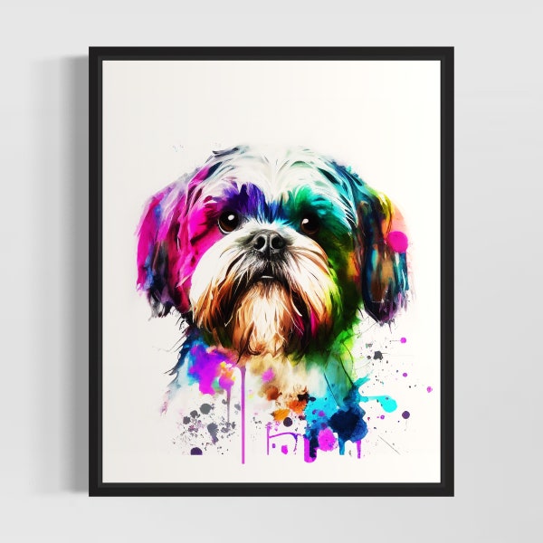 Shih Tzu Watercolor Art Print by Artist - Hand Signed Limited Edition Dog Painting