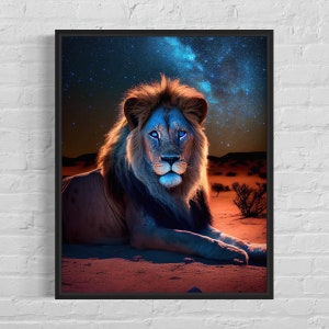 Barbary Lion Art Print, Original Barbary Lion Artwork, Barbary Lion Poster Black Background