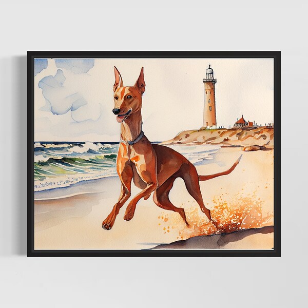 Pharaon Hound Aquarelle Art Print - Main Signée Édition Limitée Chien Peinture Affiche Wall Art