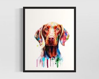 Vizsla Watercolor Art Print by Artist - Hand Signed Limited Edition Dog Painting