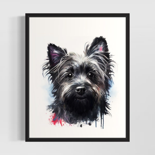 Skye Terrier Watercolor Art Print by Artist - Hand Signed Limited Edition Dog Painting