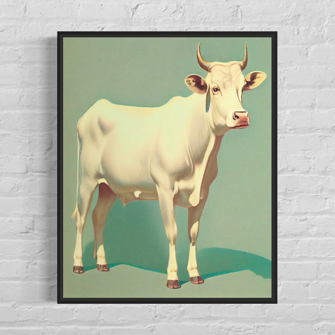 Zebu Art Print Zebu Vintage Poster Artwork, Zebu Retro Wall Art Animal